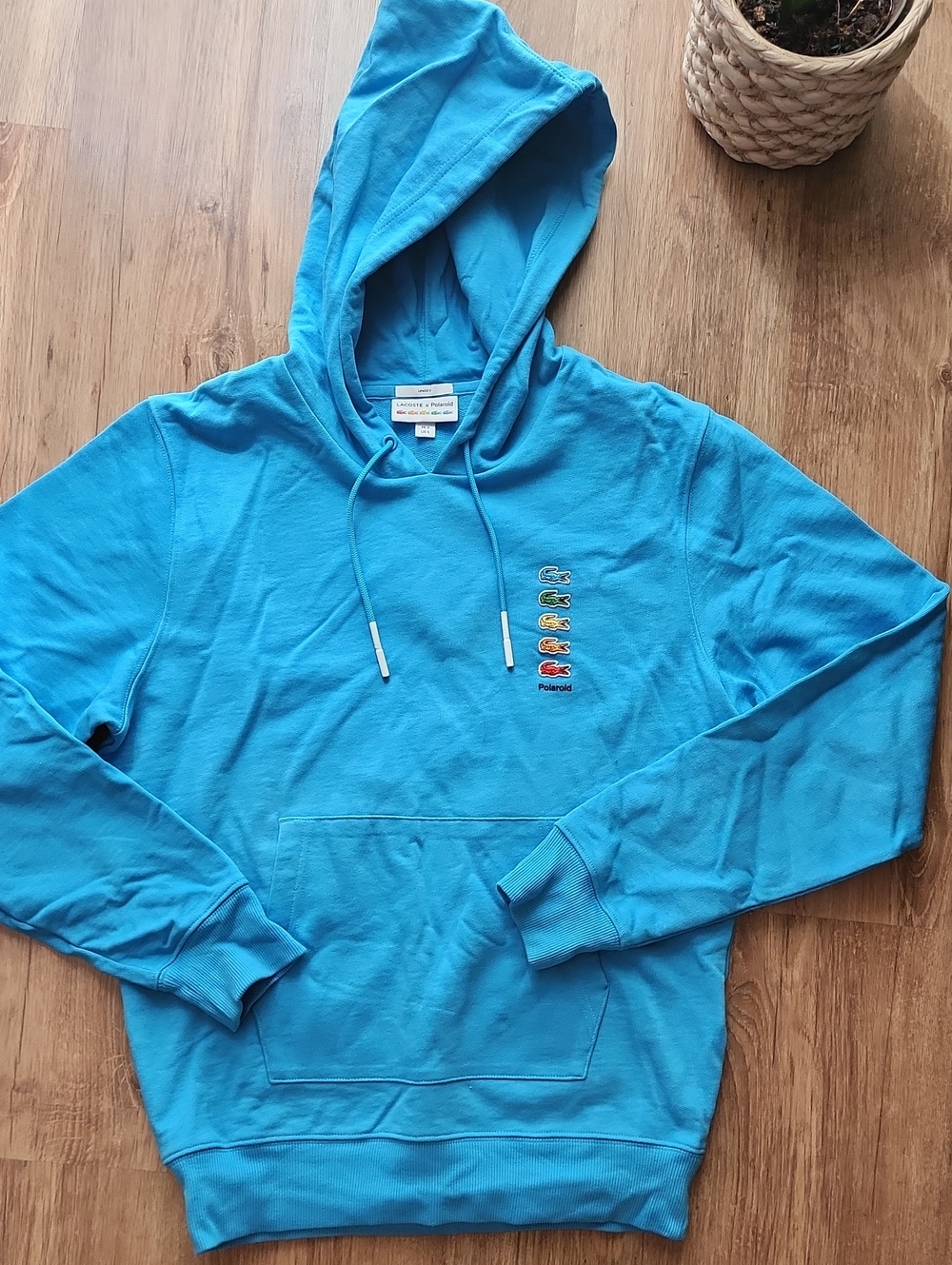 NEW Lacoste × Polaroid Limited Unisex Bright Blue Crewneck Hoodie Size S